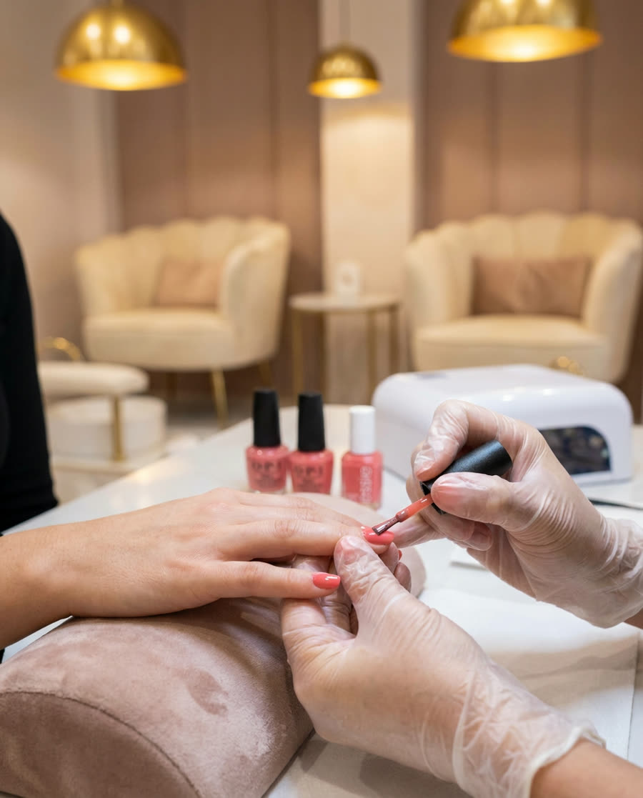 Gepflegte Hände mit elegantem Gel-Nageldesign bei Studio Lumière